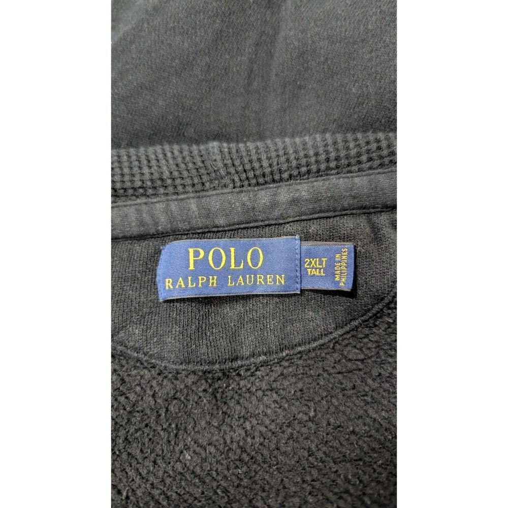 Polo Ralph Lauren Hoodie Men's 2XLT Black P-Patch Logo Full Zip Gothic‎ Goth - Picture 3 of 16